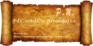 Pászkán Mirandella névjegykártya
